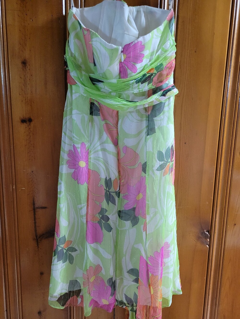Nanette Lepore Strapless Floral Sundress in Green and Pink